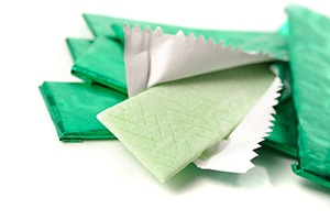 A pile of chewing gum in wrappers