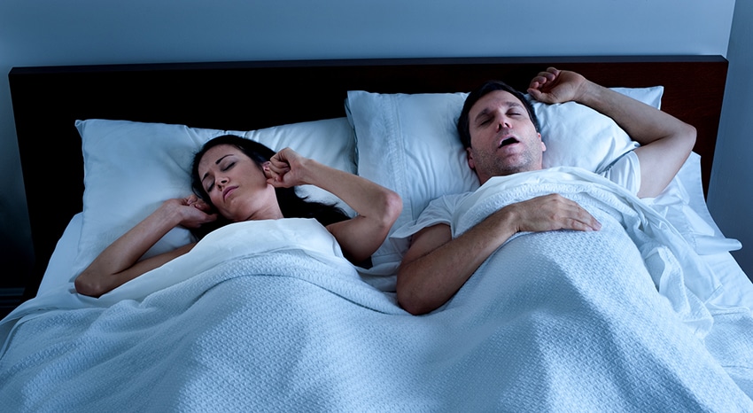 Snoring Man in Bed with Wife